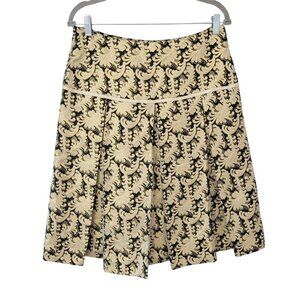 Mac & Jac Brocade Pleated Skirt Womens Size 8 Gold & Black Regal Design Party